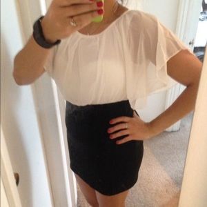 Mini dress black and white shiffon